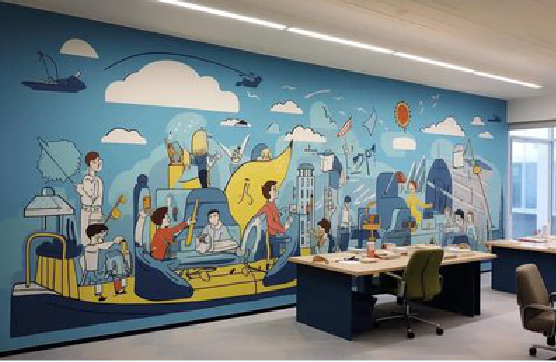 会同办公室墙绘的特点。