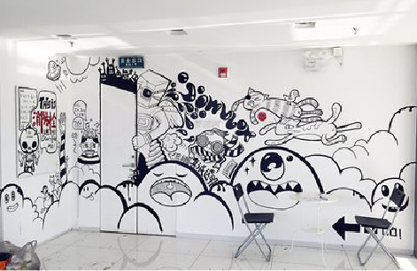 会同手绘墙并非传统涂鸦。